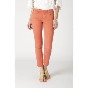 AG Stevie Ankle Coral Polka Dot Jeans